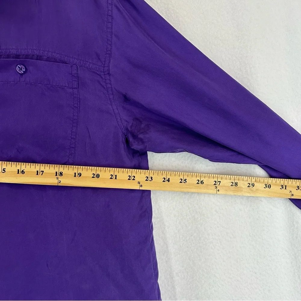 Silence + Noise Button‎ Down Long Sleeve Top 100% Silk Womens Large Purple